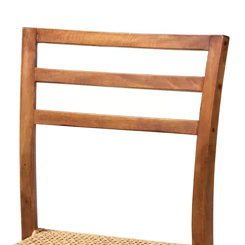 Wood and Rattan Counter Height Barstool Natural/Walnut Bohemian Style No Assembly Required