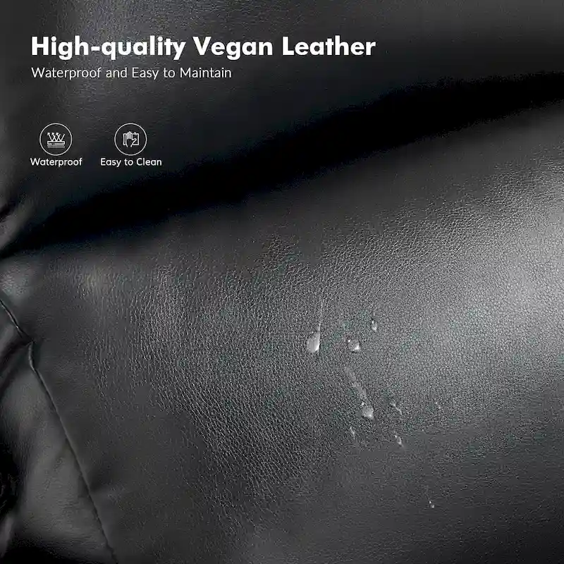 Traditional Vegan Leather Manual Push-Back Recliner, Padded Armrests, Solid Wood Legs, Living Room