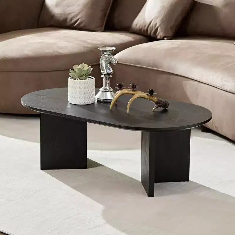 39. Coffee Table,Oval Accent Table for Living Room,Wooden Cocktail Table,Elegant Oriental Tea Table,Home Decor,220lbs Capacity