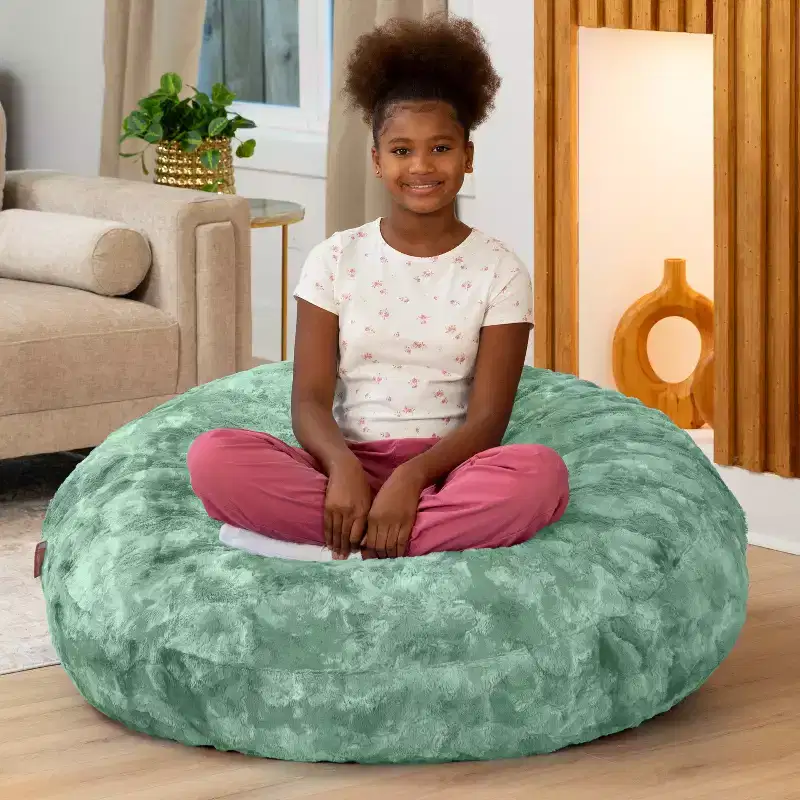 Raven-Symon Home Lil' Cuddler Cocoon Jr Kids Faux Fur Bean Bag Crash Pad & Lounger
