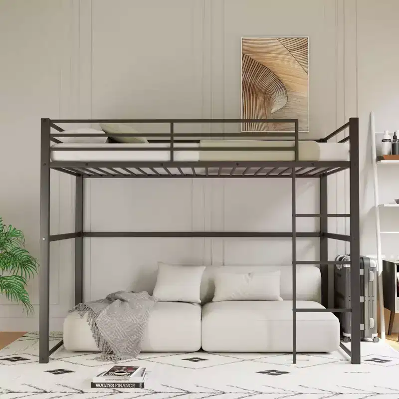Twin Metal Loft Bed Guard Rails & Flat Ladder