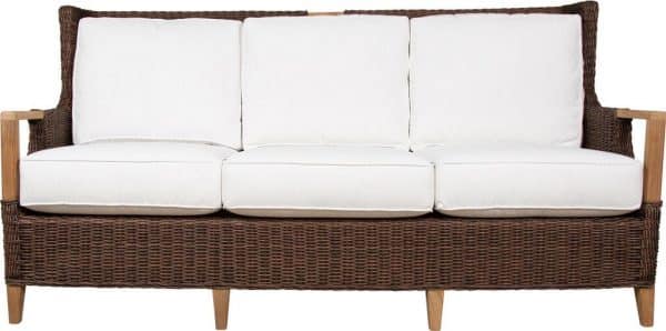 Wicker and Teakwood Outdoor Indoor Sofa Natural Brown