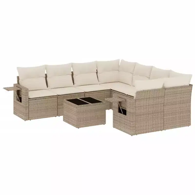 vidaXL 9 Piece Patio Sofa Set with Cushions Poly Rattan