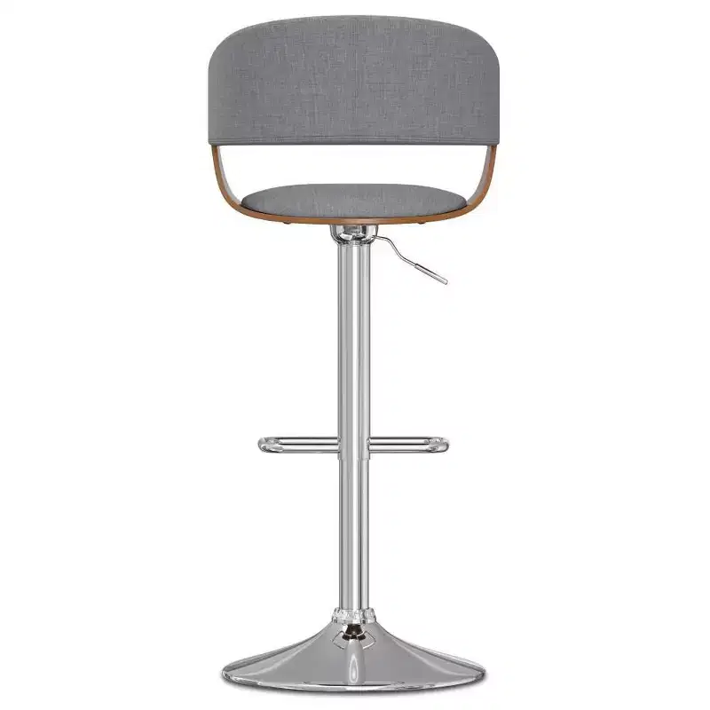 WyndenHall Calinda Adjustable Swivel Barstool Light Gray: Mid-Century Modern, Upholstered, Steel Legs