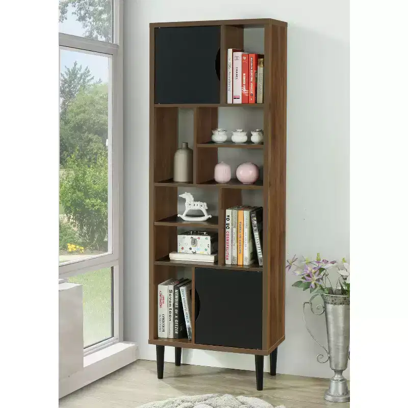 HomeStock 71.0999999999999 H. Black Manufactured wood Vertical Bookshelves 5 with Tier Shelves