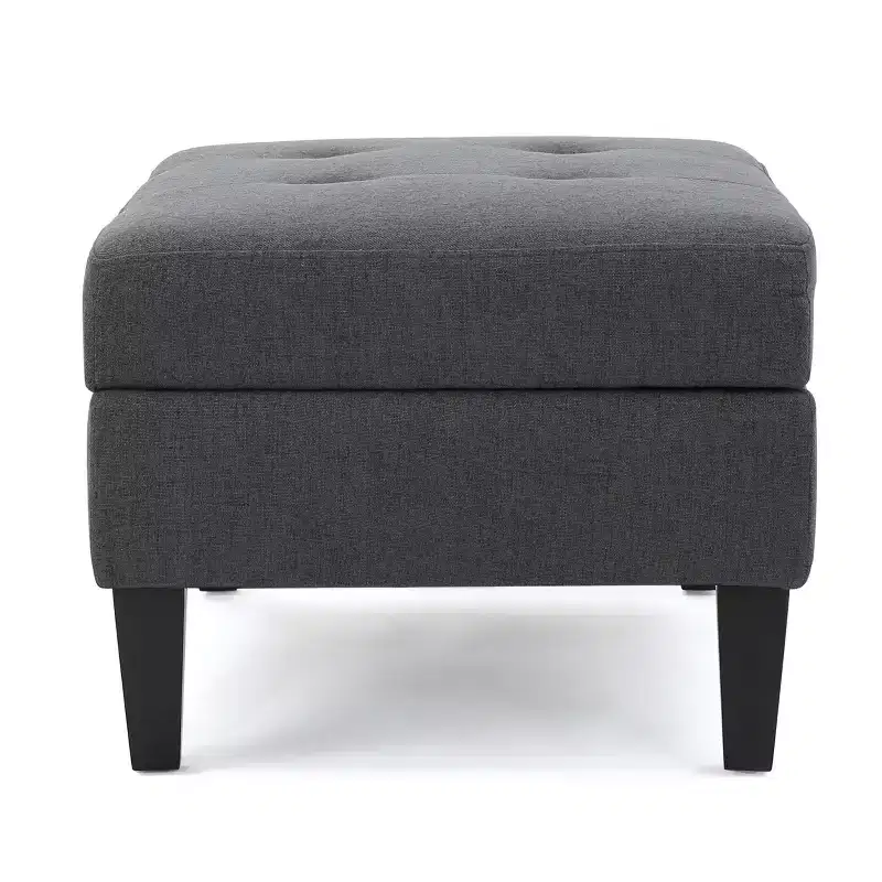 Modern Square Storage Ottoman with Cushion End Of Bed Bench with Wooden Legs Entryway Bench for Bedroom Living Room