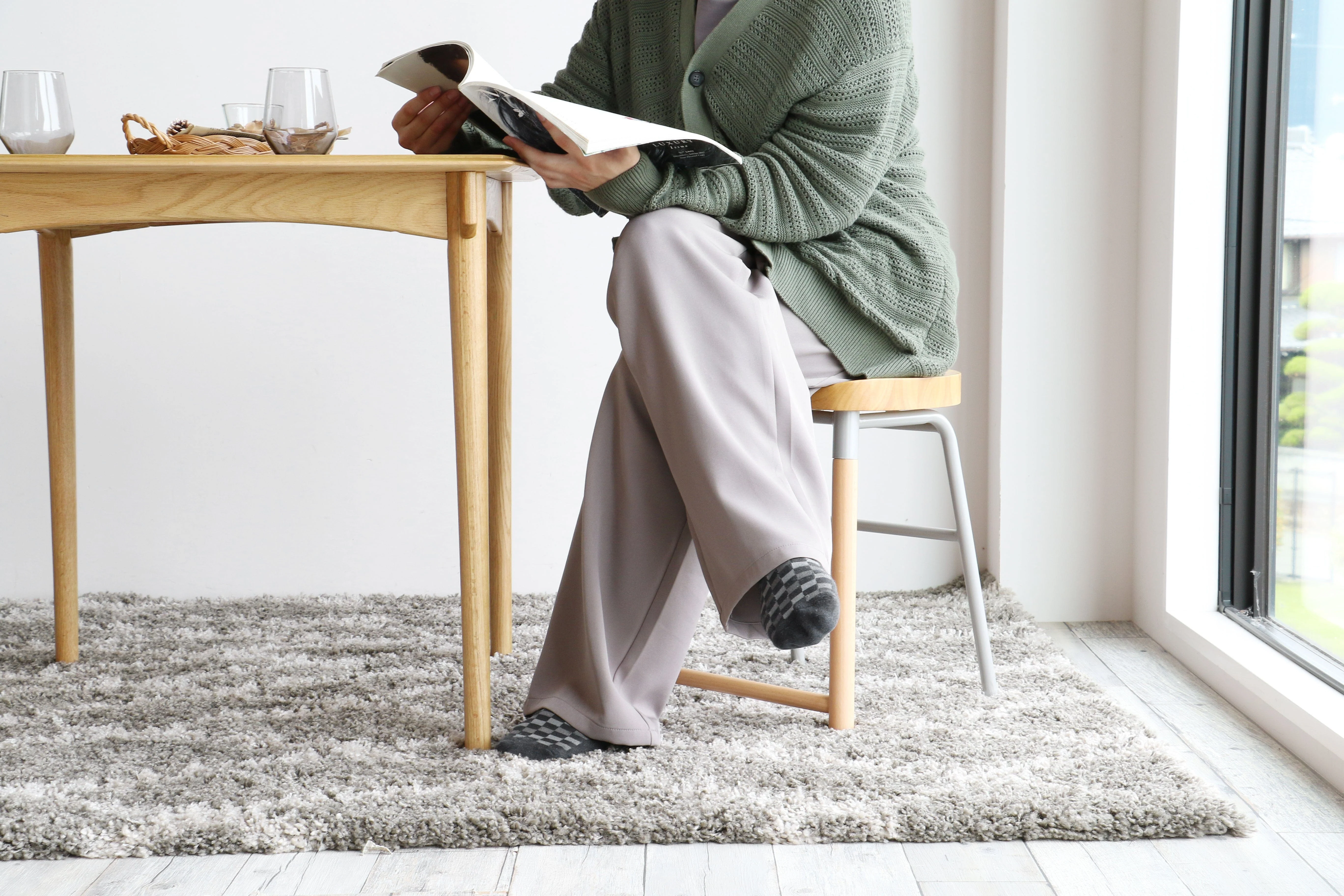 Gray Low Upholstered Stool