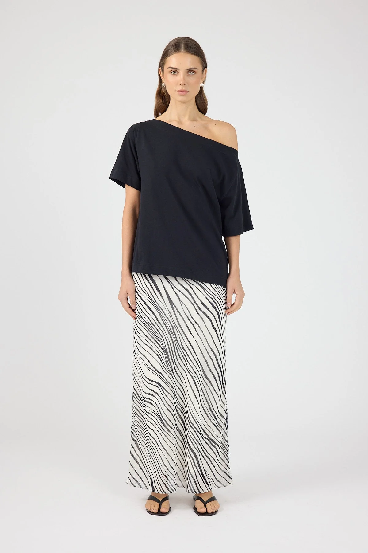 Maxi Skirt Black/White Stripe
