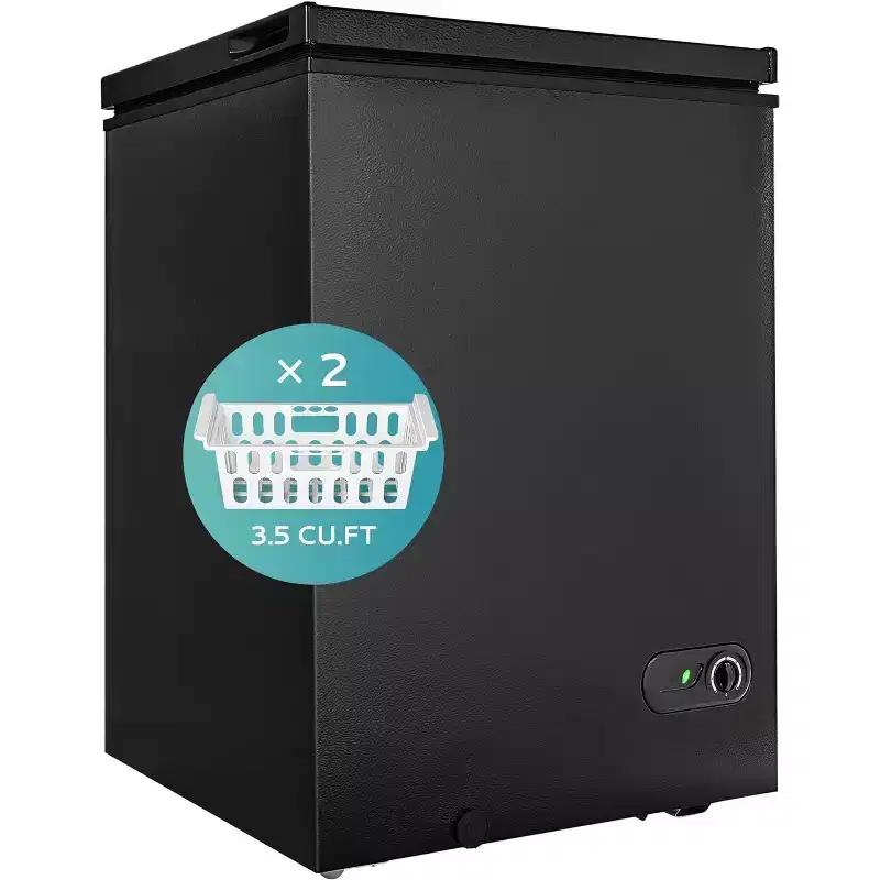 EUHOMY 3.5 cu.ft Chest Freezer with Removable Basket, Deep Freezer Adjustable 7 Thermostat, Quiet Mini Freezer Free-Standing Top Door, Energy Saving