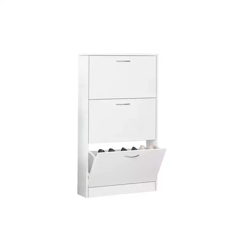 Karl Home 3 Flip Drawers White Particle Board 22.83in. W Shoe Cabinet