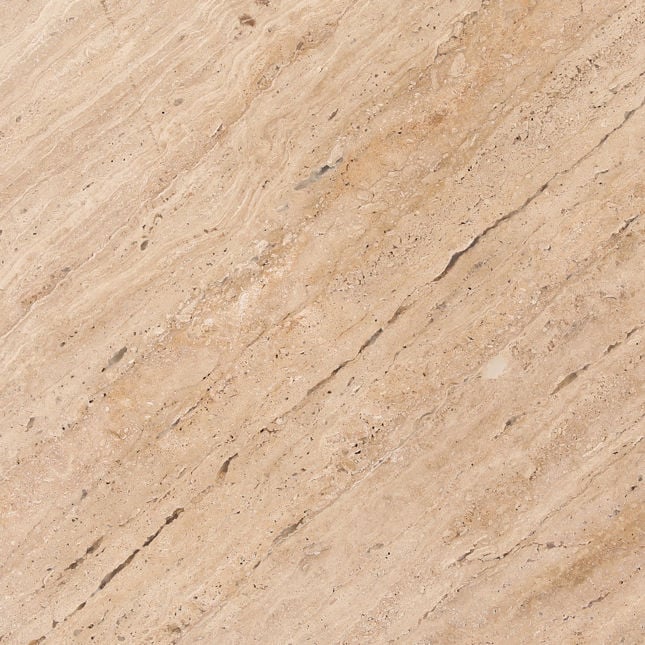 Organic Travertine & Wood Side Table with Round Top & Natural Stone Finish for Living Room