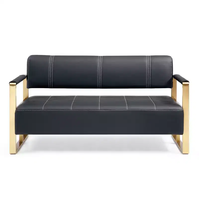 Modern 2 Seat Sofa, with Metal Armrests Wide Thick Backrest High-Density Foam Seat Padded for Small Spaces Bedroom