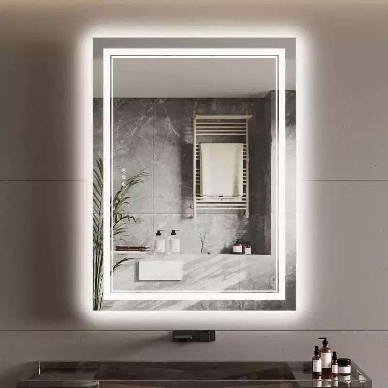 40x32 LED Bathroom Vanity Mirror - Front & Back Dual Lighting, Anti-Fog, Dimmable, Wall-Mounted Lighted Mirror