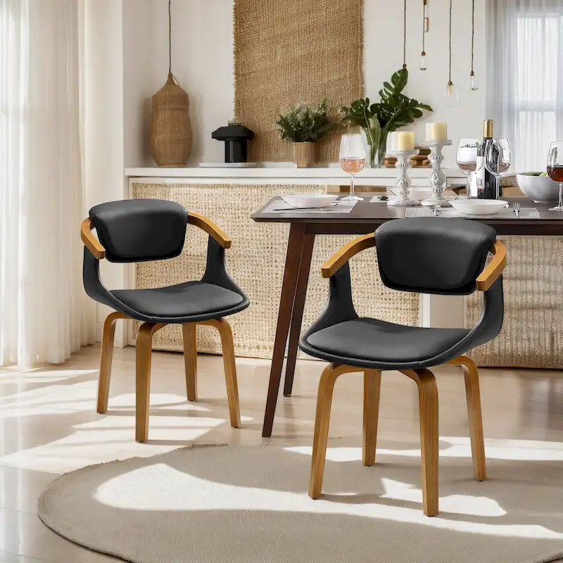 Modern Swivel Dining Chair, Upholstered Seat, 360-Degree Rotation, Mid-Century Style