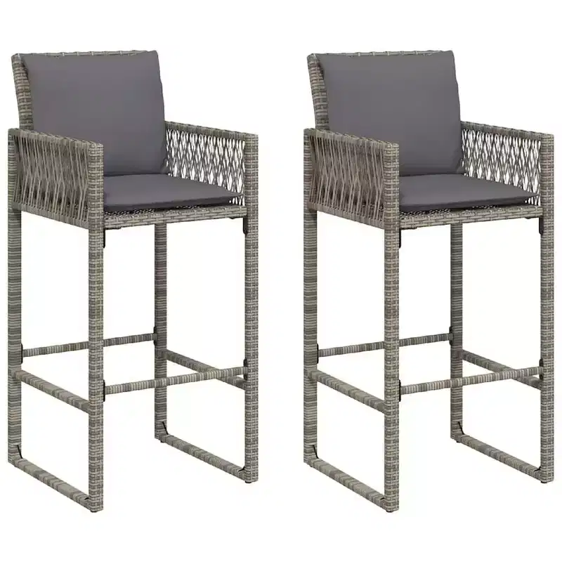 vidaXL Garden Bar Stool PE rattan, powder-coated steel, 100% polyester