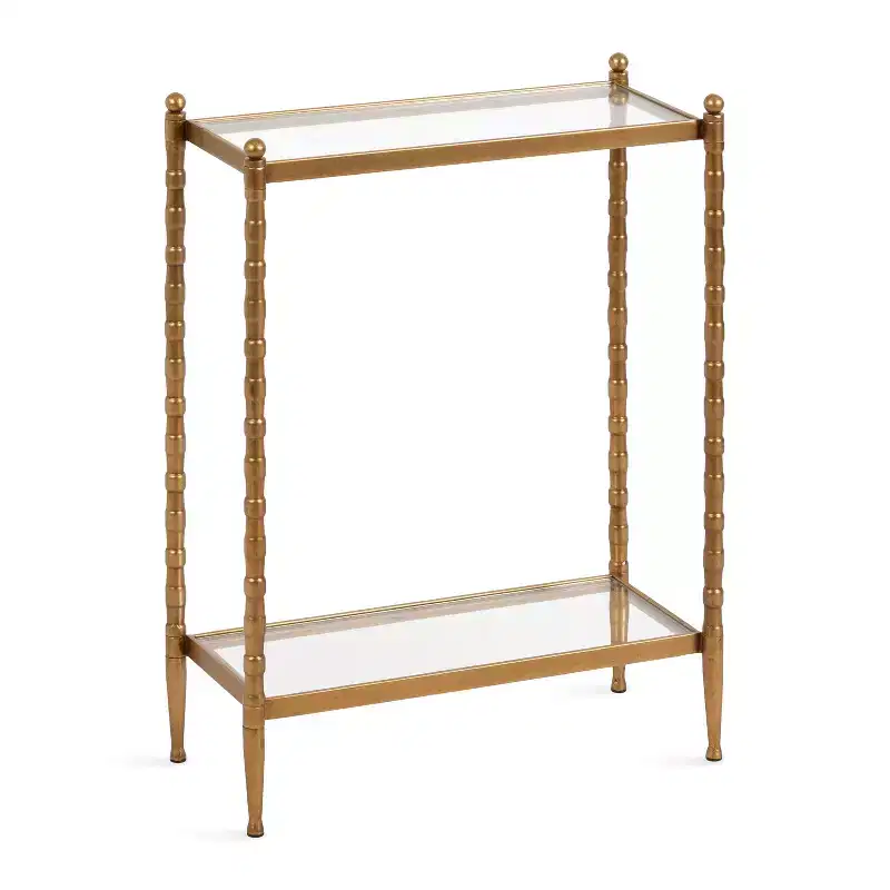Kate and Laurel Prisha Rectangle Side Table, 18x8x25, Gold