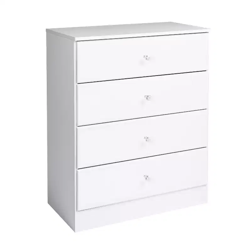 Astrid 4 Drawer Dresser with Crystal Knobs White - Prepac
