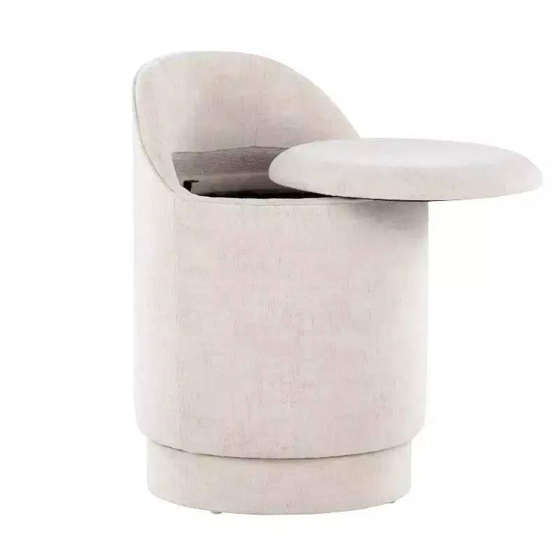 LumiSource Marla Upholstered Vanity Stool Fabric