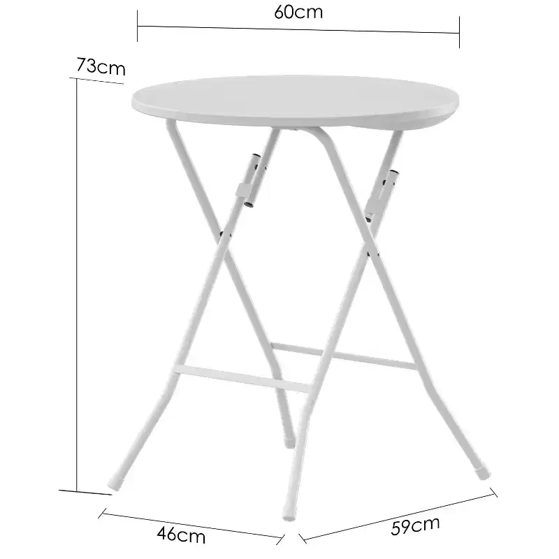 Cocktail Table White High Top Folding, Round Portable Bar Height Folding Table with Removable Legs Indoor Outdoor Banquet for Party Wedding Picnic