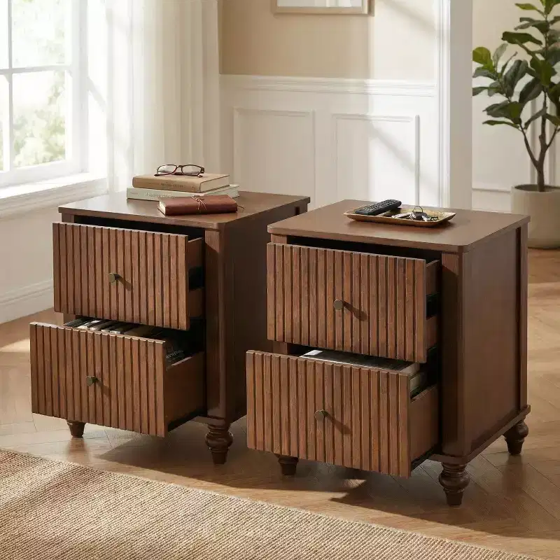 Christopher Knight Home Fabien Modern Wooden 2-Drawers Nightstands (Set of 2)