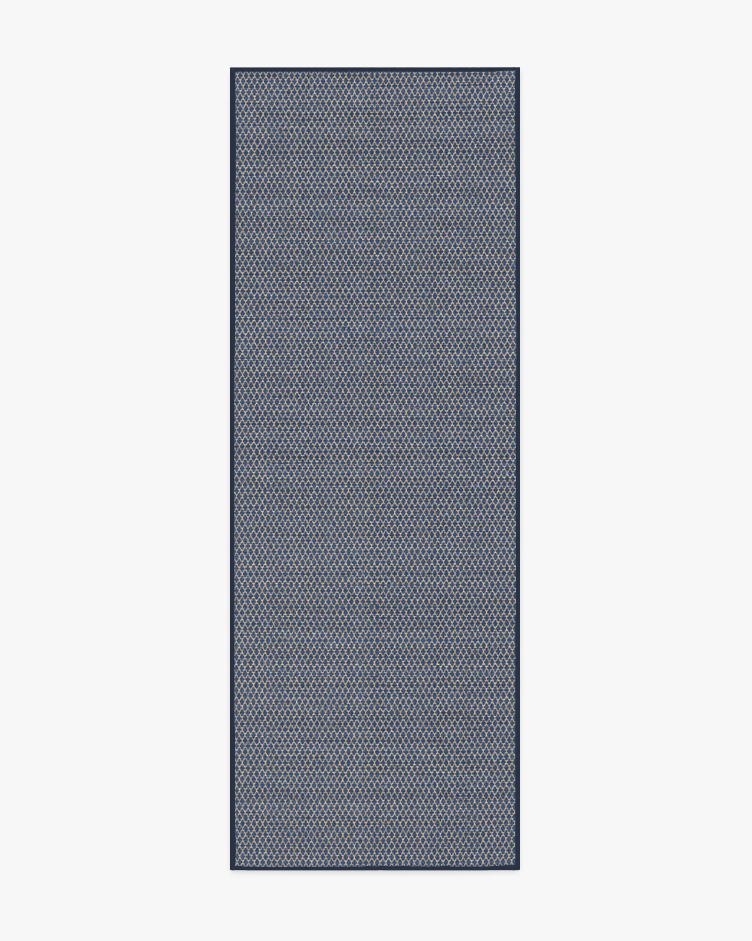 Modern Minimalist Recycled Polyester Flatwoven Rug with Washable Navy Diamond Texture for Living Room & Bedroom