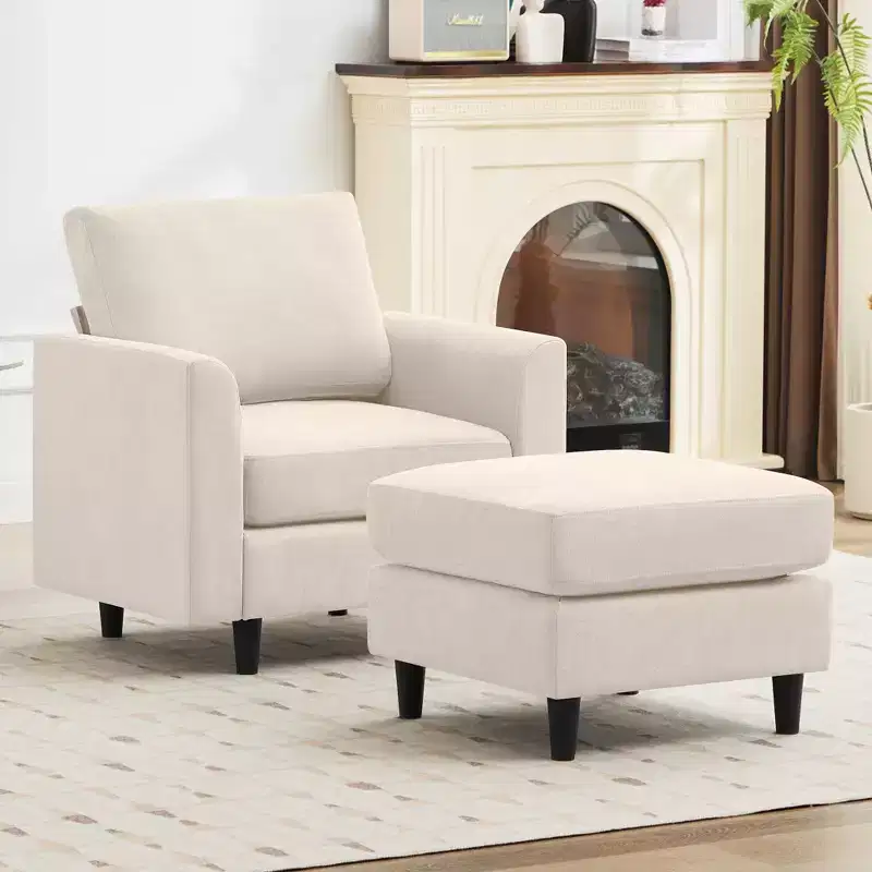 Modern Comfort Accent Chair with Ottoman for Living Room or Bedroom
