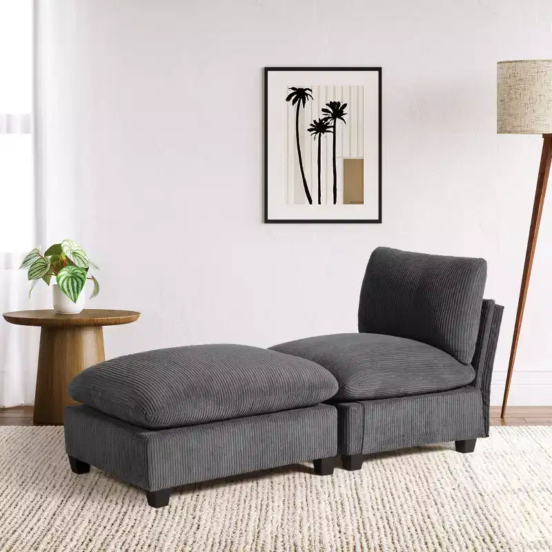 WestinTrends Hearthside 68.5 Corduroy Upholstered Indoor Chaise Lounge Chair