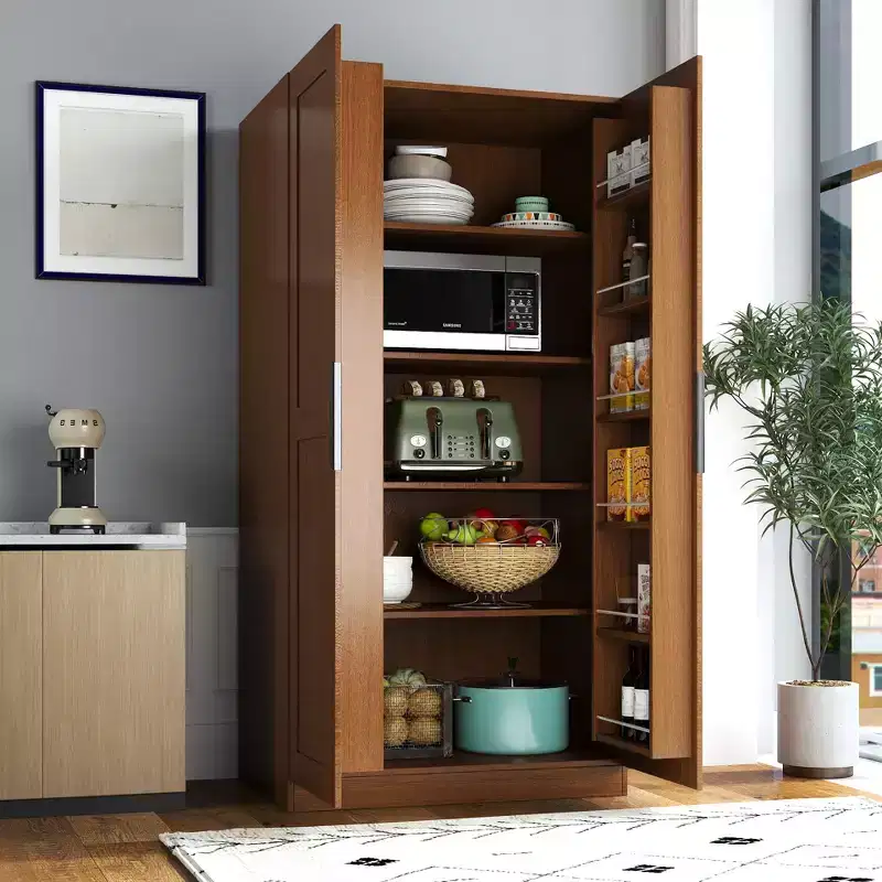 Modern 63 Inch Tall Kitchen Pantry Cabinet with 2 Doors and Adjustable Shelves
