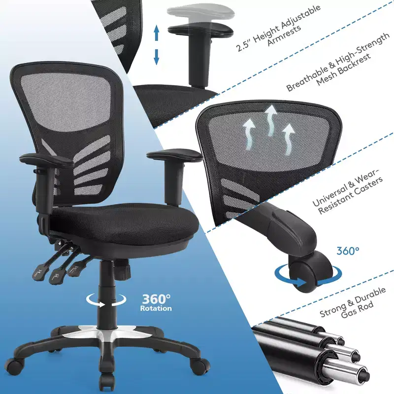 Mesh Office Chair 3-Paddle Computer Desk Chair with Adjustable Seat