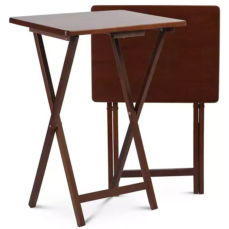 Portable Folding TV Snack Tray Tables, Honey Oak (8 Pack)