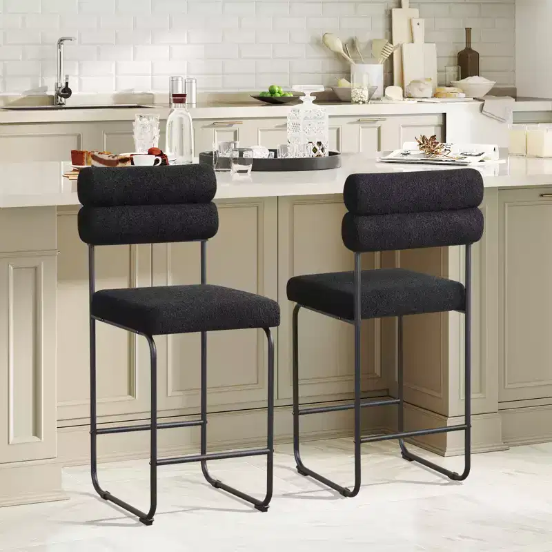 Costway Set of 2 Counter Height Bar Stools 26 Counter Stools w/ Metal Frame & Footrest