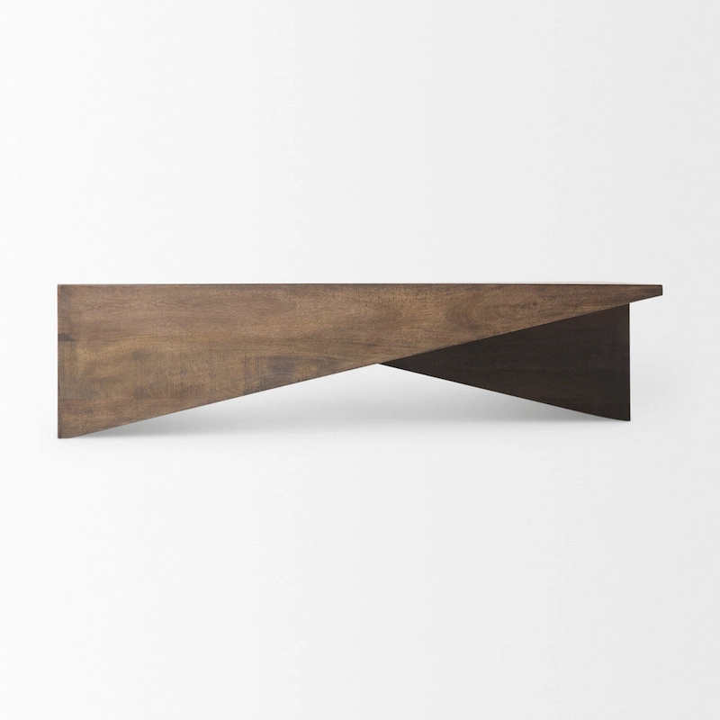 West Medium Brown Solid Wood Angular Coffee Table - 58.5L x 19W x 19H