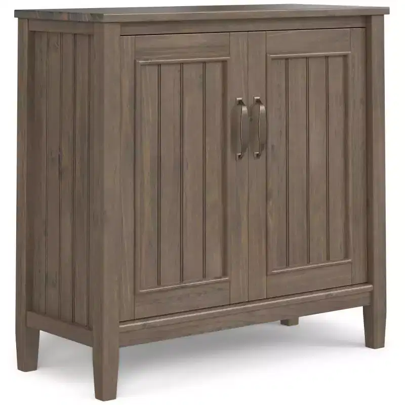 Rowan Low Storage Cabinet Smoky Brown: Contemporary Accent, Fixed Shelves, Pine & Plywood