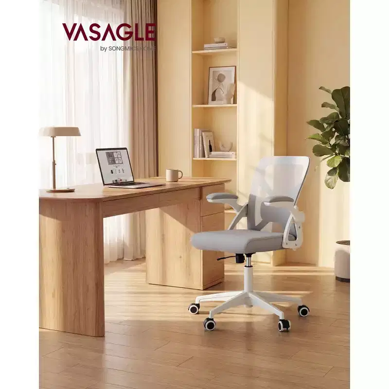 VASAGLE Ergonomic Mesh Office Chair with Adjustable Lumbar Support, 90-105 Tilt Function, Wide Seat, FlipUp Armrests