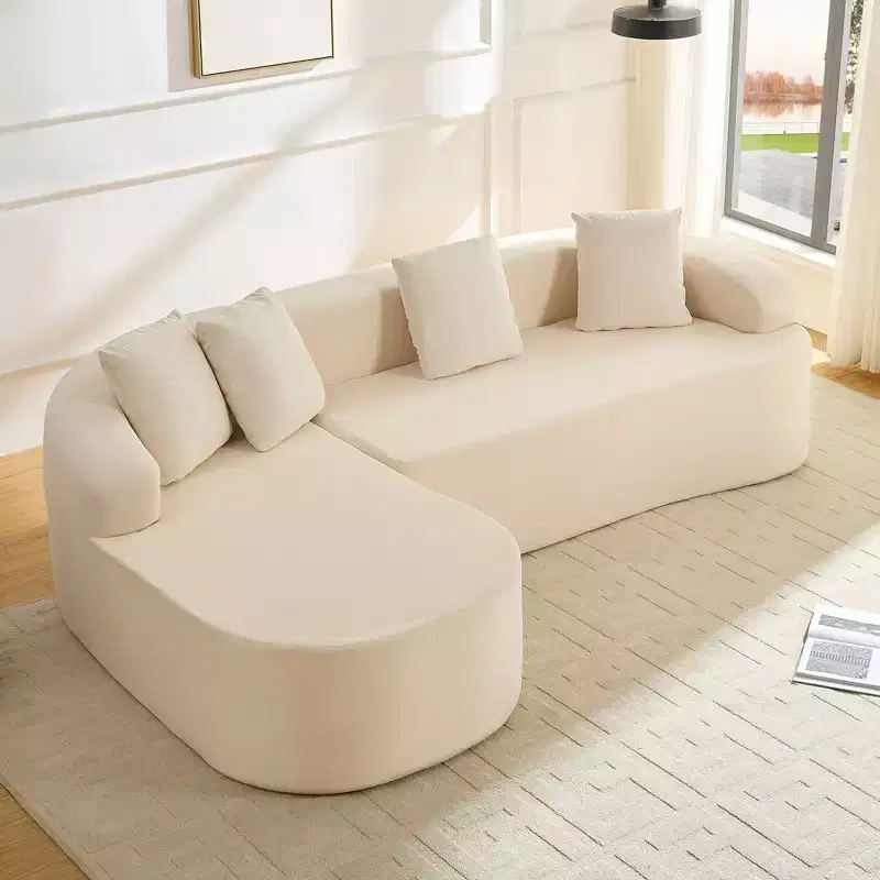 Mjkone 99''Chenille L-Shape Sectional Sofa with Curved ChaiseModern Cloud 3-Seater Sofa