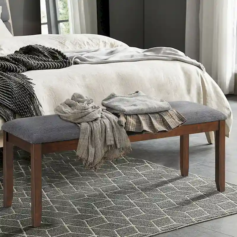Upholstered Entryway Bench Footstool with Wood Legs - 47.5 x 15.5 x 19.5 (L x W x H)
