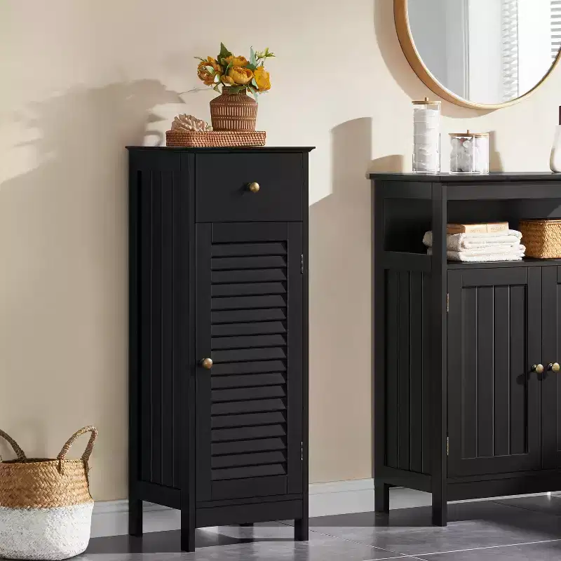 Bathroom Floor Cabinet with Drawer and Single Shutter Door