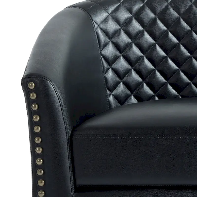 Faux Leather Nailheads Swivel Barrel Chair Set of 2