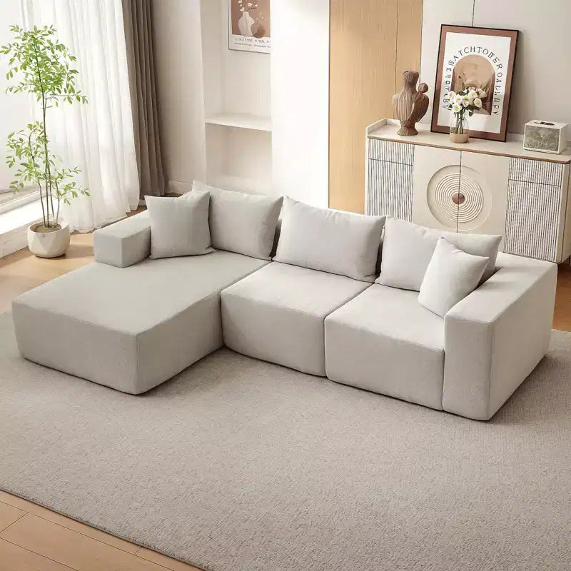 GustoWave 108 Modular Cloud Sectional Couch with Chaise | Fluffy Compressed L Shaped Sofa for Living Room | Sofa Bed Design,Beige
