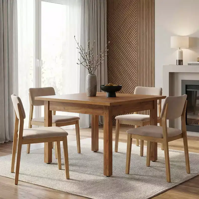 MAYEERTY 39.4 Square Farmhouse Dining Table, Easy Assembly Home Office Desk
