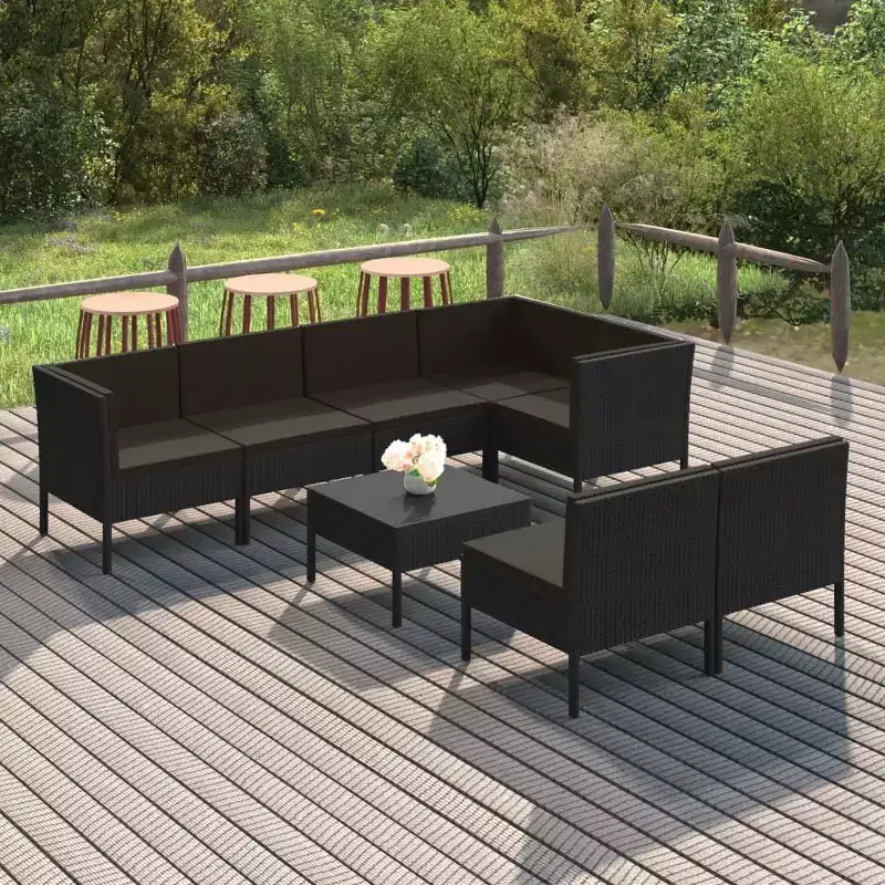 vidaXL Garden Lounge Set Black