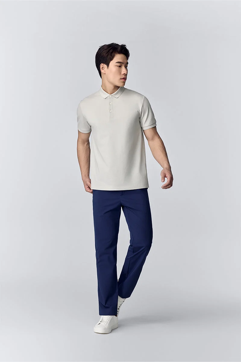 3-Button Pique Polo – Light Grey