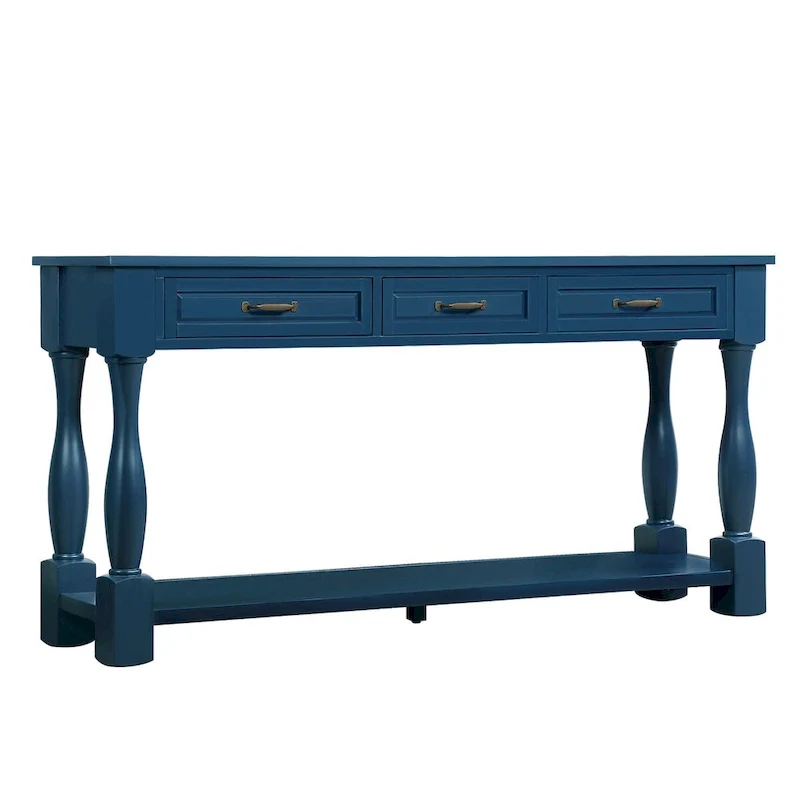 Solid Wood Console Table with 3 Drawers and Bottom Shelf - 63W