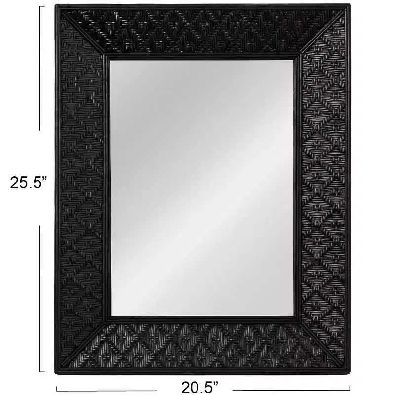 Handwoven Rattan Rectangle Wall Mirror