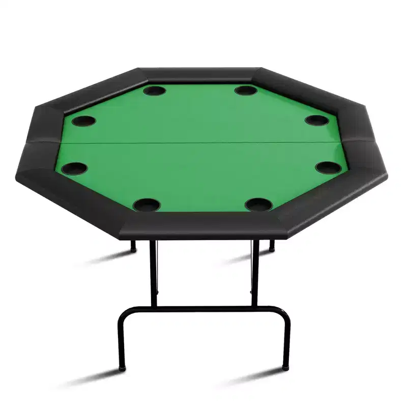 Octagon Poker Table with 8 Cup Holders, Casino Leisure Table for 8 Players, Blackjack Gaming Table with Water-Resistant Cushioned Rail