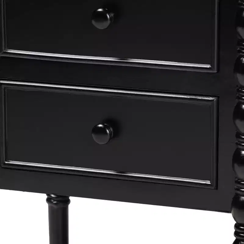 Baxton Studio Malinda Wood 3 Drawer End Table with Spindle Legs