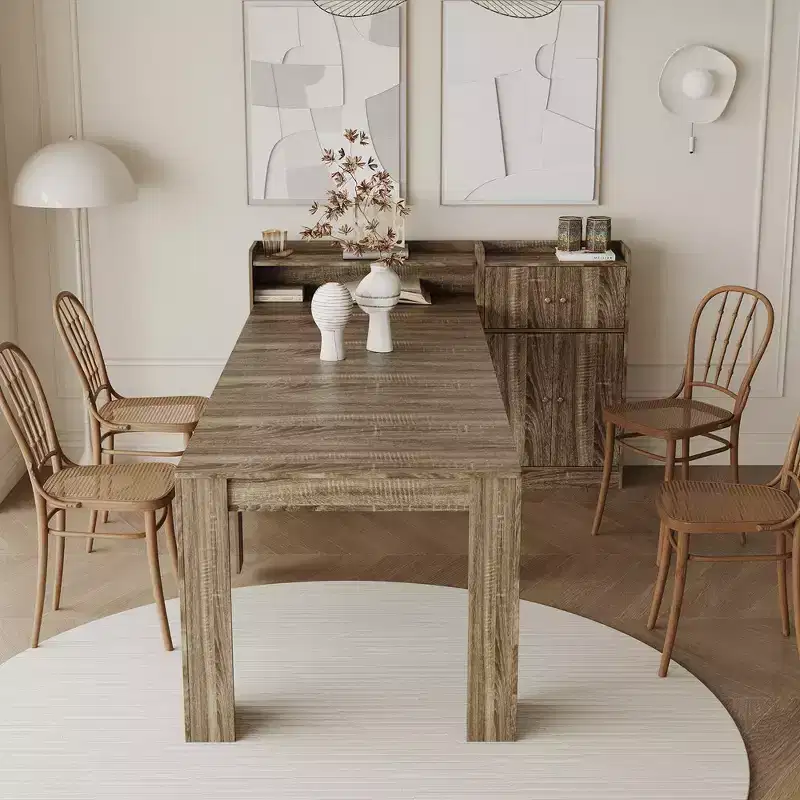 Modern Extendable Dining Table With Storage Space Table Easy Assembly Rectangular Table Modern Extendable Dining Room Table