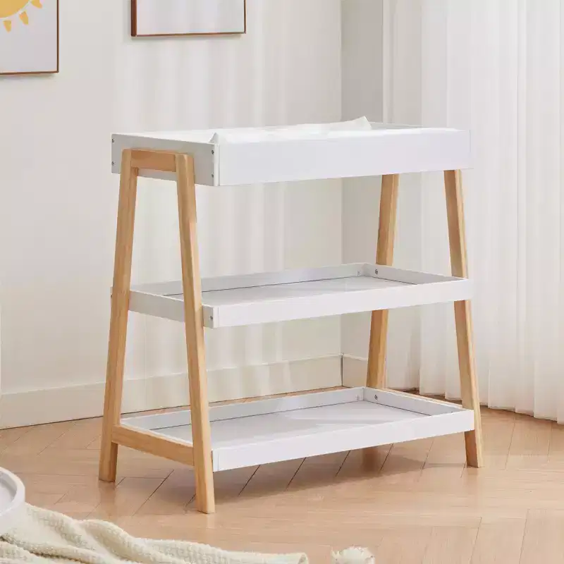 Baby Changing Station, Diaper Changing Table with Waterproof Pad, Modern Portable Infant Diaper Station with 2 Storage Shelves for Newborn Baby