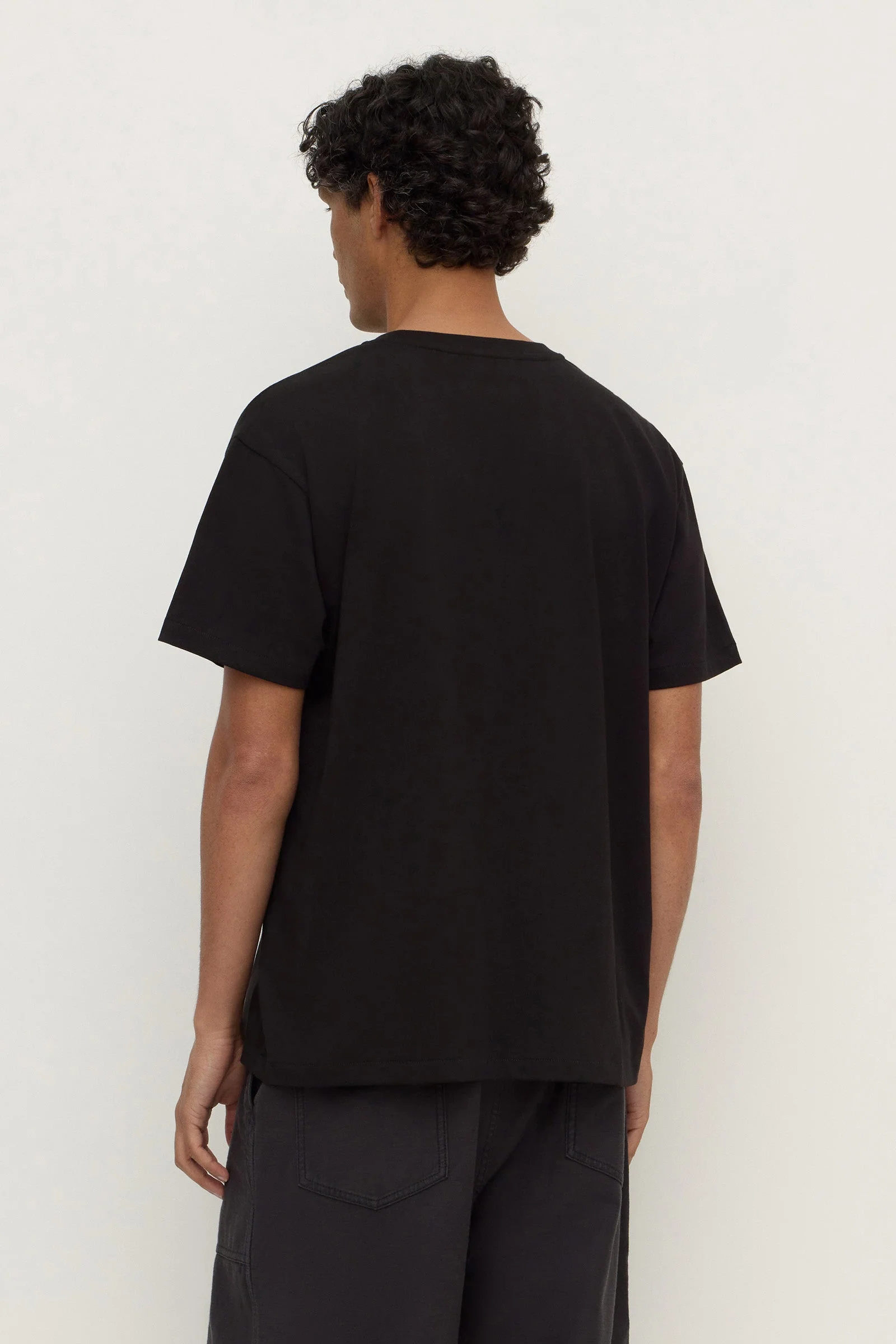 True Black Cropped Cotton Tee