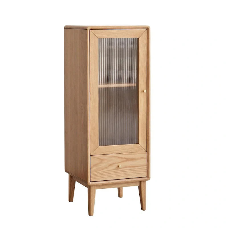 Storage Cabinet with Glass Door, 2 Shelves and 1 Drawer